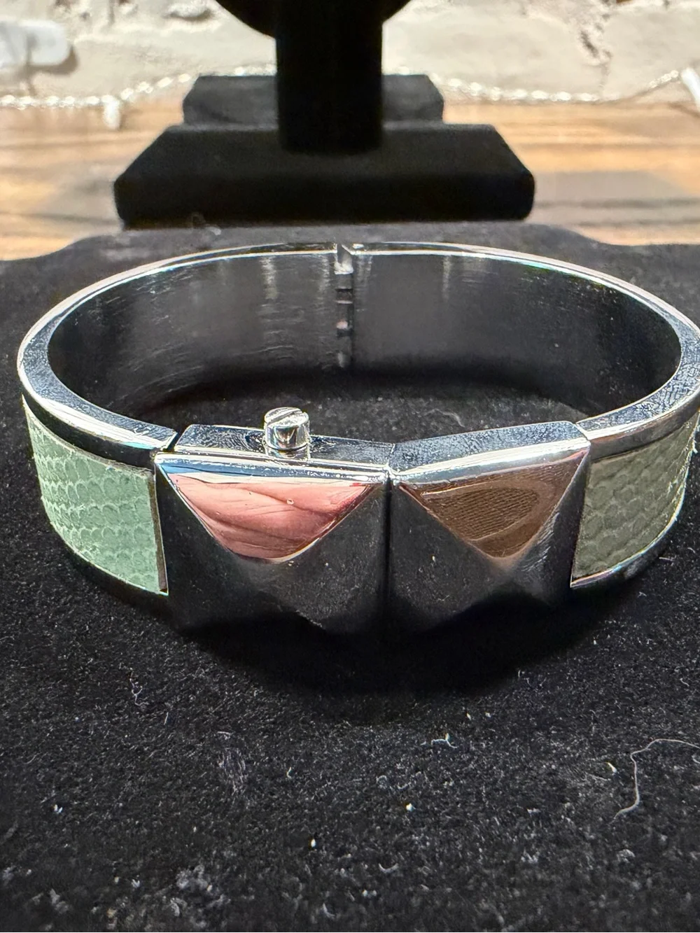 Vince Camuto Silver-Tone Bracelet with Mint Green Inlay